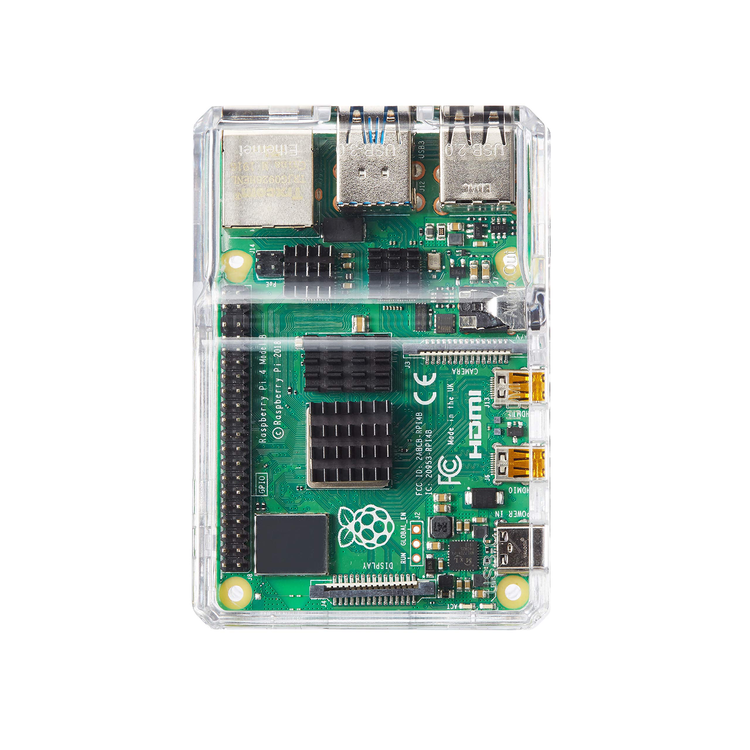 Vilros Clear Transparent Slim Compact Case for Raspberry Pi 4-Includes Sealed and Open Cover Options