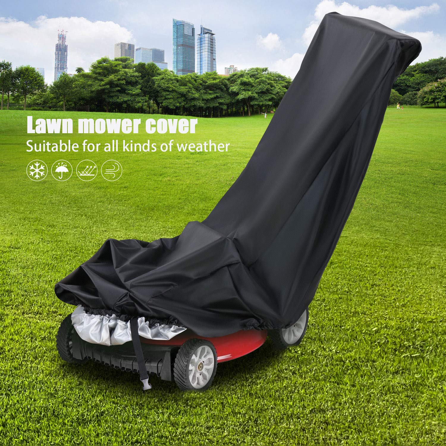 TheElves Lawn Mower Cover,Waterproof Lawnmower Cover Outdoor Heavy Duty Lawn Mower Covers for Push Mower Storage