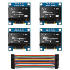 4pcs i2c oled 0.96 inch oled display module iic ssd1306 128 * 64 lcd white with du-pont wire 40-pin female to female for ar duino uno r3 51 series stm32