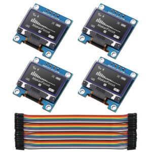 4pcs I2C OLED 0.96 Inch OLED Display Module IIC SSD1306 128 * 64 LCD White with Du-pont Wire 40-Pin Female to Female for Ar duino UNO R3 51 Series STM32