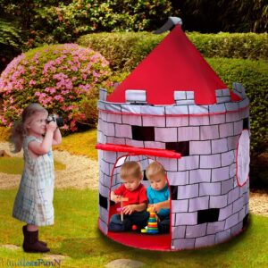 LimitlessFunN Knight Castle Pop Up Kids Play Tent | Includes Star Lights & Carrying Case |, Children Indoor Castle Playhouse for Boys, Toddlers, 41" D x 41" W x 53" H