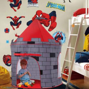 LimitlessFunN Knight Castle Pop Up Kids Play Tent | Includes Star Lights & Carrying Case |, Children Indoor Castle Playhouse for Boys, Toddlers, 41" D x 41" W x 53" H