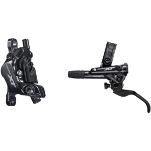 shimano deore xt bl-m8100/br-m8120 disc brake and lever - front, hydraulic, post mount, 4-piston, finned metal pads, black