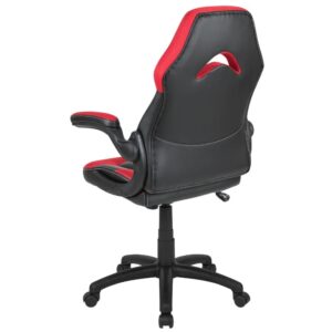 Flash Furniture X10 High-Back LeatherSoft Racing Style Gaming Chair with Flip-Up Arms, Ergonomic Padded Swivel Computer Chair, Red/Black