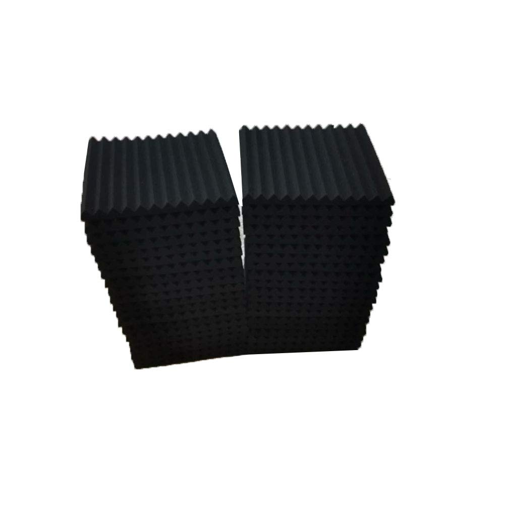 Burdurry 50 Pack Acoustic Panels Soundproof Studio Foam for Walls Sound Absorbing Panels Sound Insulation Wedge for Studio, 1" X 12" X 12" (Black)