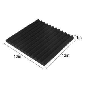 Burdurry 50 Pack Acoustic Panels Soundproof Studio Foam for Walls Sound Absorbing Panels Sound Insulation Wedge for Studio, 1" X 12" X 12" (Black)