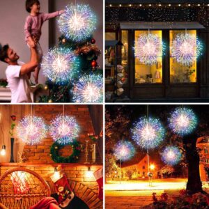 LetsFunny Fairy Christmas Starburst Lights, LED DIY 8 Modes Dimmable Lights, Fairy Christmas Decorative Hanging Starburst Lights for Ceiling, Patio, Indoor Outdoor Decoration (120-Multicolor, 4 Pack)