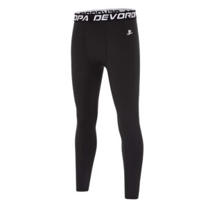 devoropa boys leggings quick dry youth compression pants sports tights basketball base layer black m