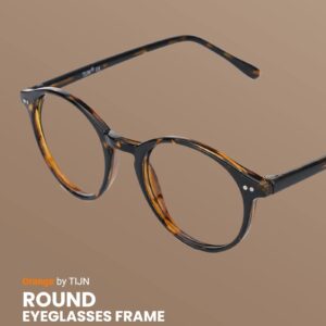 TIJN Vintage Glasses for Women Men Thick Round Rim Eyeglasses Clear Lens