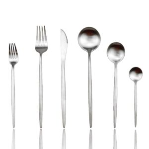 jashii luxury flatware, silverware sets, 24-pieces elegant cute 18/10 stainless steel silverware set for eating home kitchen hotel restaurant, service sets for 4 people, dishwasher safe