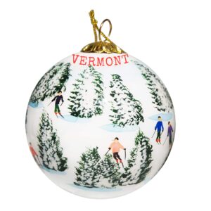 art studio company hand painted glass christmas ornament - skiing the glades vermont