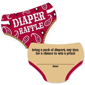 big dot of happiness little cowboy - diaper shaped raffle ticket inserts - western baby shower activities - diaper raffle game - set of 24