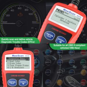 Autel OBD2 Scanner MaxiScan MS309 Car Check Engine Code Reader, Check Emission Monitor Status, 2024 Newest CAN Diagnostic Scan Tool for All OBD II Protocol Vehicles After 1996