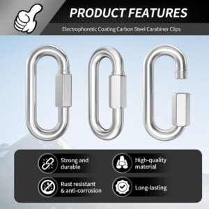 3 Inch Stainless Steel Chain Quick Links- 10 Pack 5/16" Locking Carabiners, Chain Hooks, Twist Key Ring Screw Chain Link, 1535 Lbs Capacity