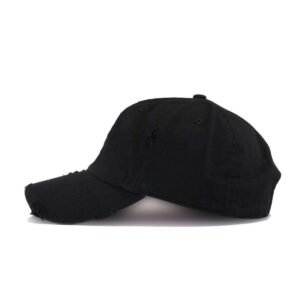 Daddy Vintage Baseball Cap Embroidered Cotton Adjustable Distressed Dad Hat Black