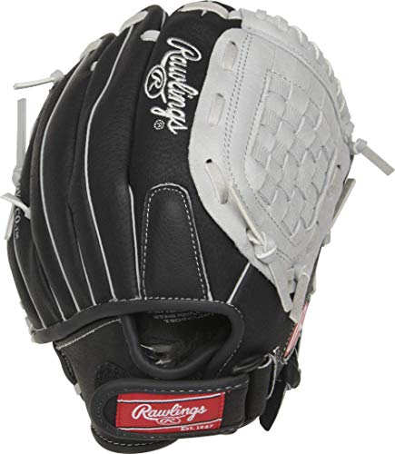 Rawlings | SURE CATCH T-Ball & Youth Baseball Glove | Right Hand Throw | 10.5" | Black/Grey