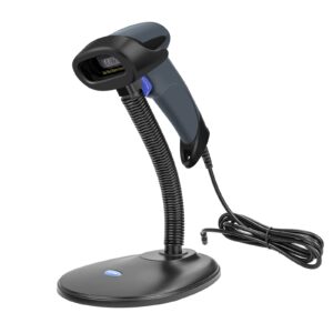 netum 2d barcode scanner with stand usb 2.0 wired qr code imager automatic barcode reader handhold scanner gun with usb cable for laptops, computers, cashier, pos -m5s