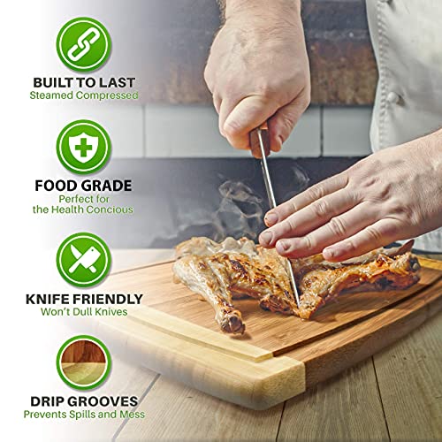 GREENER CHEF 12 Inch Small Cutting Board with Lifetime Replacements, Bamboo Cutting Boards for Kitchen, Butcher Block, Mini Wooden Chopping Board for Meat, Veggies, Non Toxic Charcuterie Board