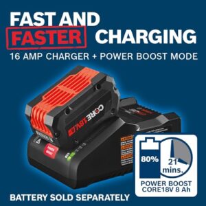 BOSCH GAL18V-160C 18V Hell-ion Connected-Ready Lithium-Ion 16 Amp Battery Turbo Charger with Power Boost, Black