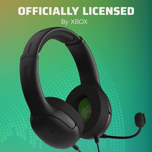 PDP Gaming AIRLITE Xbox Headset with Noise-Cancelling Microphone, Licensed Microsoft Series X|S, Xbox One Accessories, PC/Windows 10/11, Lightweight Wired Power Stereo headphones - Black