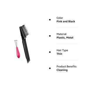 2 Pieces Hair Brush Cleaning Tool Comb Cleaner Brush Mini Hair Brush Remover for Removing Hair Dust Home and Salon Use (Plastic Handle Rake, Pink and Black)