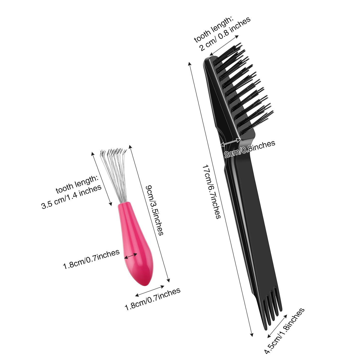 2 Pieces Hair Brush Cleaning Tool Comb Cleaner Brush Mini Hair Brush Remover for Removing Hair Dust Home and Salon Use (Plastic Handle Rake, Pink and Black)