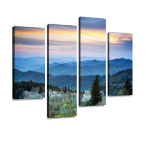 yking1 scenic blue ridge parkway appalachians smoky mountains spring landscape wall art painting pictures print on canvas stretched & framed artworks modern hanging posters home decor 4panel