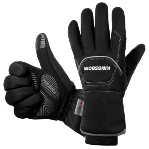 kingsbom -40f° waterproof & windproof thermal gloves - 3m thinsulate winter touch screen warm gloves - for cycling,riding,running,outdoor sports - for women and men(black,large)