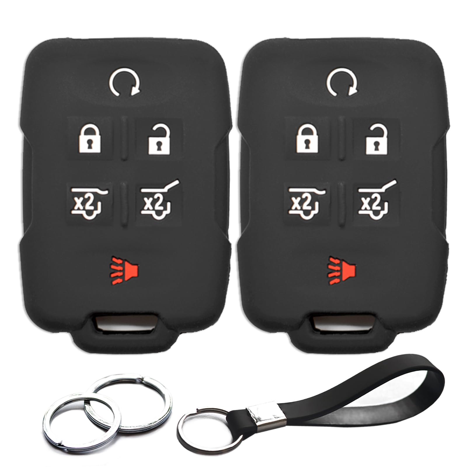 INFIPAR 2pcs Compatible with Chevy Chevrolet Suburban Silverado Tahoe Traverse Avalanche Captiva Sport Equinox GMC Yukon XL Sierra 1500 2500 3500 HD Terrain Acadia Key FOB Cover Case Protector Holder