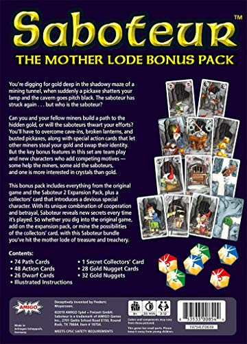 Amigo Games Saboteur The Mother Lode Bonus Pack Strategy Card Game – Includes Saboteur, Saboteur 2 & Secret Collectors’ Card – Perfect for Family Game Nights for Kids & Adults Age 8 & Older