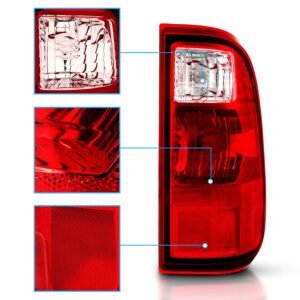 AmeriLite for 2008-2016 Ford F250 F350 F450 / SuperDuty Red Clear OE Replacement Brake Lamp Tail Lights Set - Driver and Passenger Side