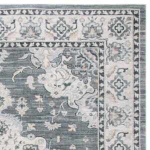 SAFAVIEH Isabella Collection Area Rug - 9' x 12', Grey & Light Grey, Oriental Design, Non-Shedding & Easy Care, Ideal for High Traffic Areas in Living Room, Bedroom (ISA921F)