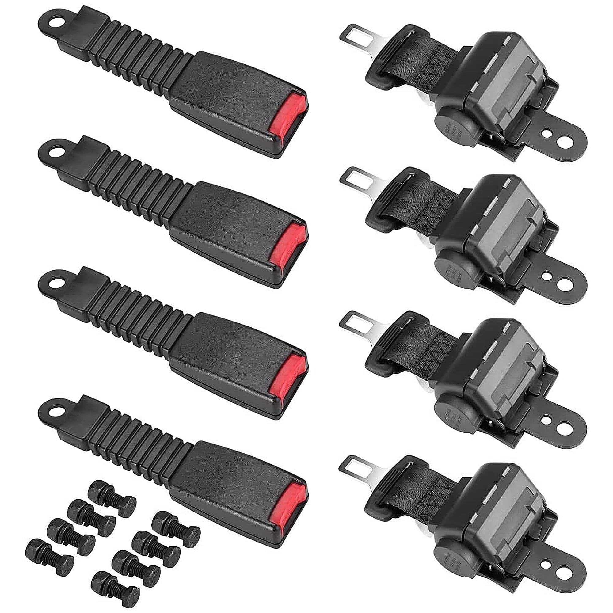 10L0L 4PCS Universal Retractable Golf Cart Seat Belt Kit for EZGO, Yamaha, Club Car, etc. Fits Front Rear Seat