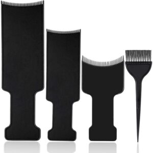 mudder 4 pieces balayage highlighting board with teeth hair dye paddle highlighting brush cooboard for balayage board comb for hair dye