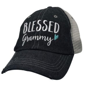 cocovici womens blessed grammy hat | grammy embroidered baseball hat | grandma cap | grammy gift dark grey