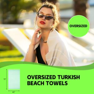 HAVLULAND Turkish Beach Towel Oversized 39x71 Turkish Bath Towels Highly Absorbent Quick Dry Extra Large Sand Free Beach Towels for Beach Pool Spa Gym Yoga Travel Camping Blanket - Olive Green