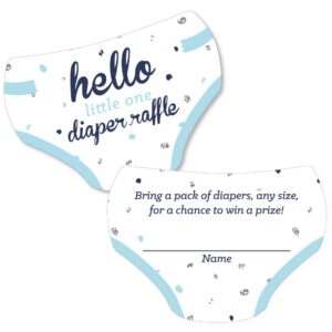 big dot of happiness hello little one - blue and silver - diaper shaped raffle ticket inserts - boy baby shower activities - diaper raffle game - set of 24