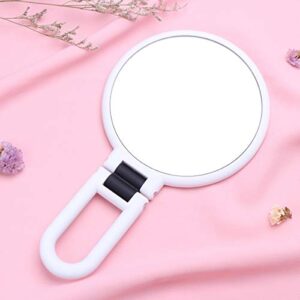 FUHUIM 1x 15x Magnifying Handheld Mirror, Double Sided Pedestal Magnification and True Image Makeup Mirror, Compact Size and Portable Vanity Cosmetic Mirror for Girl, 9.3" L x 1.9" W