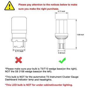 Makergroup T5 T10 Wedge Base LED Light Bulbs 12VAC/DC 3Watt Cool White 6000K for Outdoor Landscape Lighting Deck Stair Step Path Lights and RV Travel Tailer Lights 2-Pack