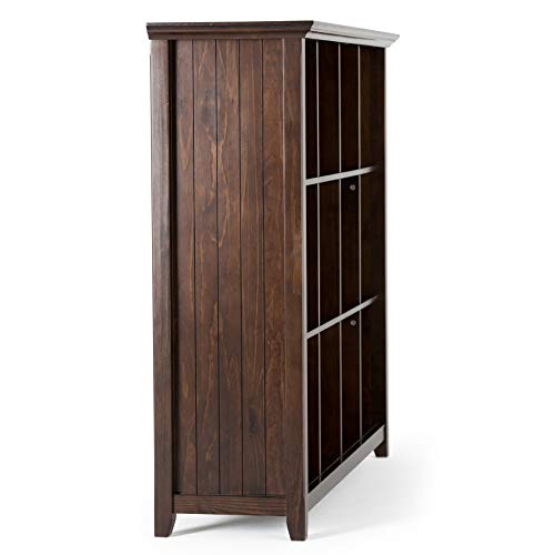 SIMPLIHOME Acadian SOLID WOOD 57 Inch Transitional 12 Cube Storage in Brunette Brown, For the Living Room, Study Room and Office