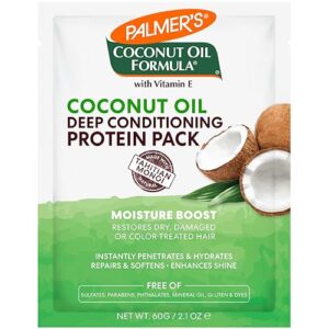 palmer's coconut oil formula moisture boost protein pack, hair treatment for dry, damaged, over-processed and colored hair, 2.1 ounce (pack of 12)