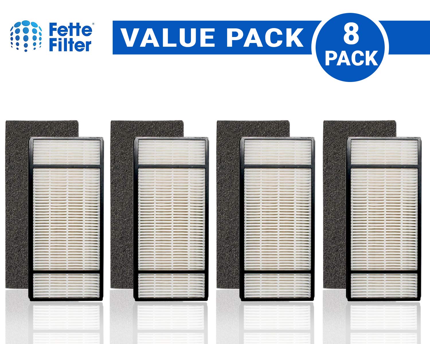 Fette Filter - Premium True Hepa H13 Filter H with Pre-Filter for Honeywell Model HPA-050 HPA-060 HPA-061 HPA-150 HPA-160 HHT-055 HHT-155 (QTY4) Part # HRF-H1 HRF-H2 HRF-B1 HRF-B2 Filter H (4+4)