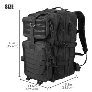 ProCase Tactical Backpack 42L Large Rucksack 3 Day Outdoor Military Army Assault Pack Go Bag Backpacks -Black