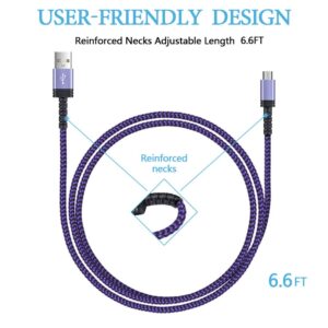 AILKIN Micro USB Charging Cable, 1 Pack 6FT Android Charger Cord Nylon Braided Fast Charging Cable Compatible Galaxy S6 S7 Edge,Kindle,Android & Windows Smartphones, PS4 and More-Purple