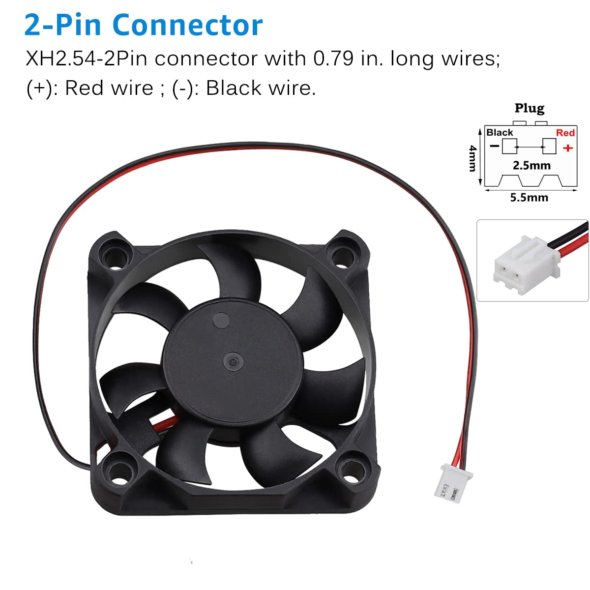 GDSTIME 50mm Fan, 50mm x 50mm x 10mm 12V DC Brushless Cooling Fan