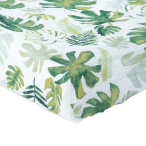 Little Unicorn – Tropical Leaf Changing Pad Cover | 100% Cotton Muslin | Super Soft | Baby Diaper Changing | Machine Washable | 16” x 32”