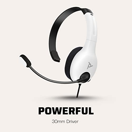 PDP LVL30 Wired Headset with Single-Sided One Ear Headphone for PlayStation, PS4, PS5 - Mac, Tablet Compatible - Noise-Cancelling Mic - Lightweight, Cool Comfort, Great for Gaming , School and Remote Work - White