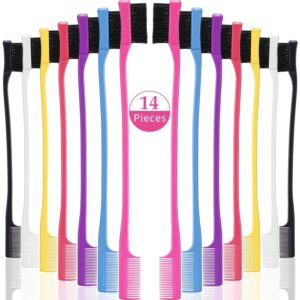 boao 14 pcs edge brush bulk double sided edge control eyebrow brush hair comb comb smooth grooming for baby women, 7 colors