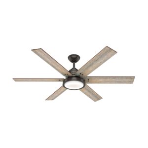 hunter fan 60 inch casual noble bronze indoor ceiling fan with light kit (renewed)