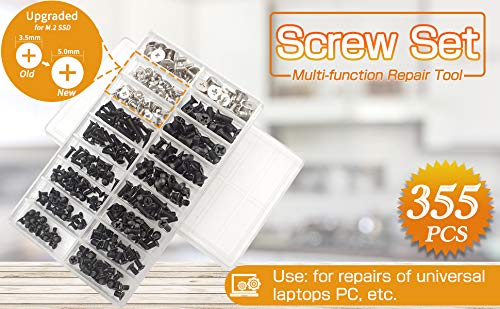 Akuoly Laptop Screw Set PC M2 M3 M2.5 Screw Standoffs for Universal Laptops and Hard Drive Disk M.2 SSD, 355 Pieces